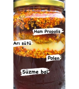 (500 GR) ATOM KARIŞIM (arı sütü,yayla balı,beyaz bal,polen,propolis güçlendirilmiş karışım)